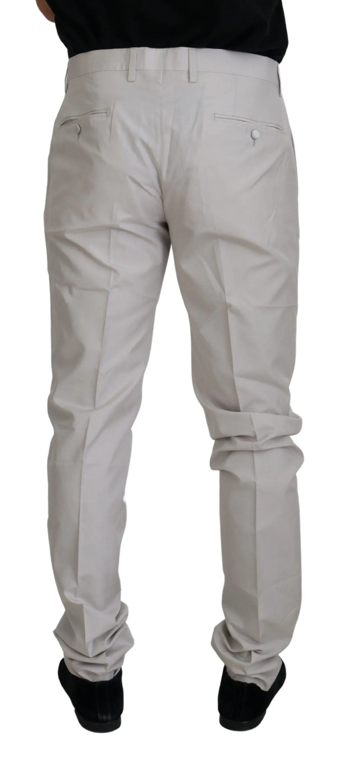 Elegant Off White Silk Blend Trousers sold by Louxly product image thumbnail 3