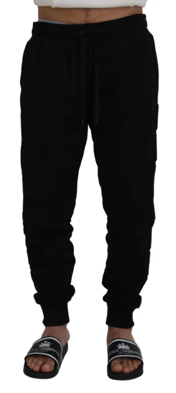 Elegant Black Cotton Jogger Pants sold by Louxly