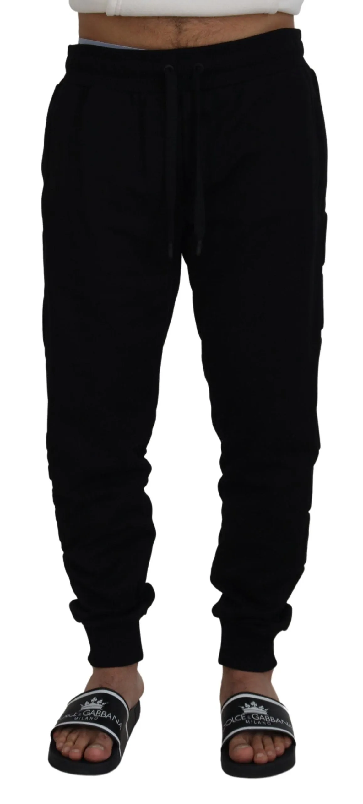 Elegant Black Cotton Jogger Pants sold by Louxly