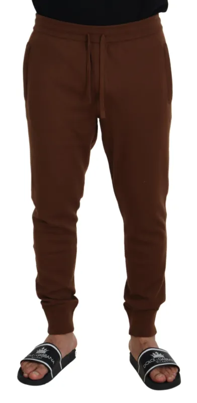 Elegant Brown Cashmere Jogger Pants sold by Louxly