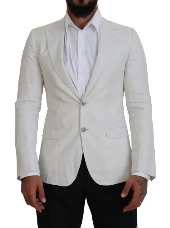 Elegant White Sicilia Single Breasted Blazer sold by Louxly