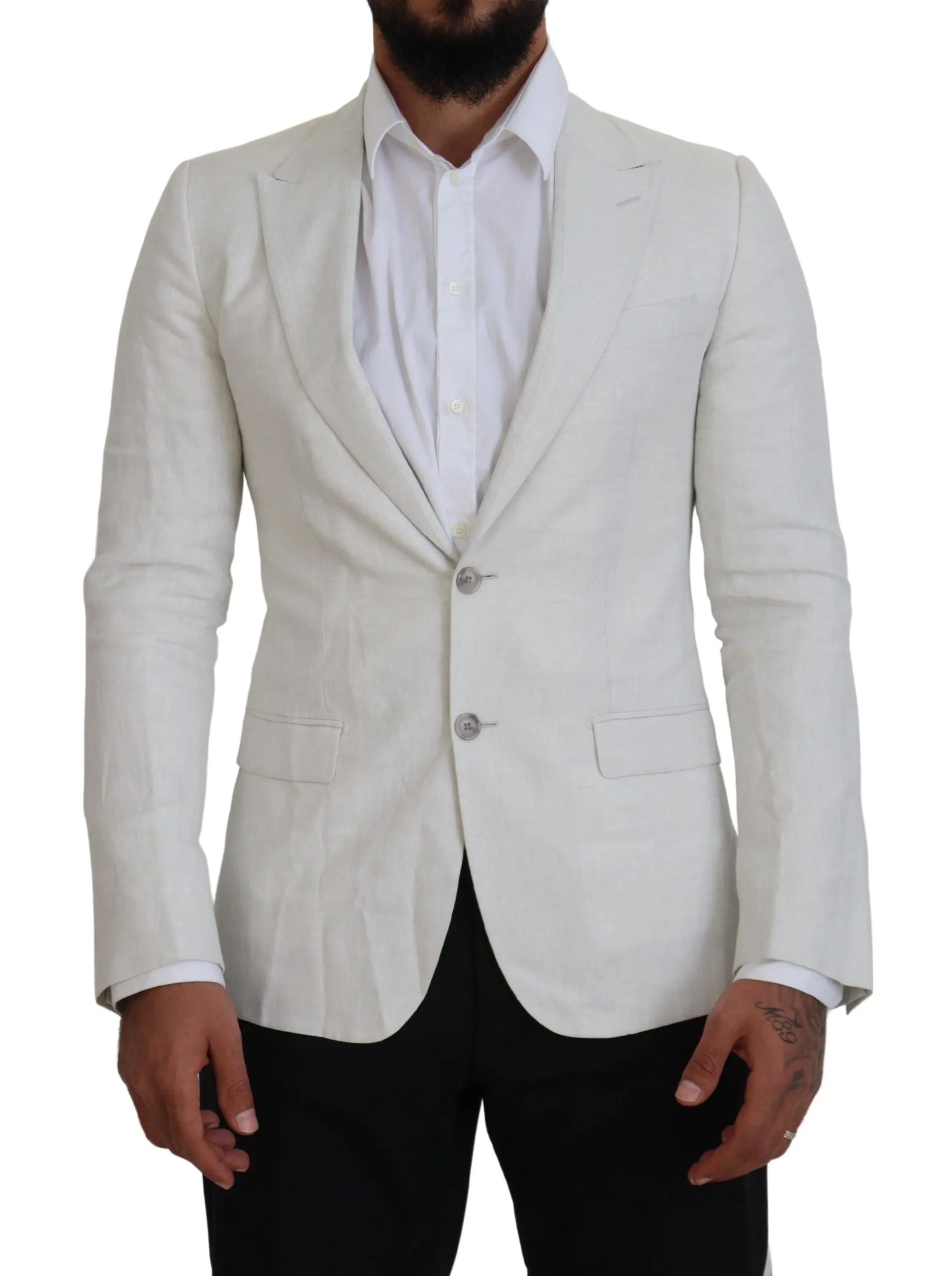 Elegant White Sicilia Single Breasted Blazer sold by Louxly