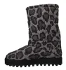 Elegant Gray Leopard Mid Calf Boots sold by Louxly