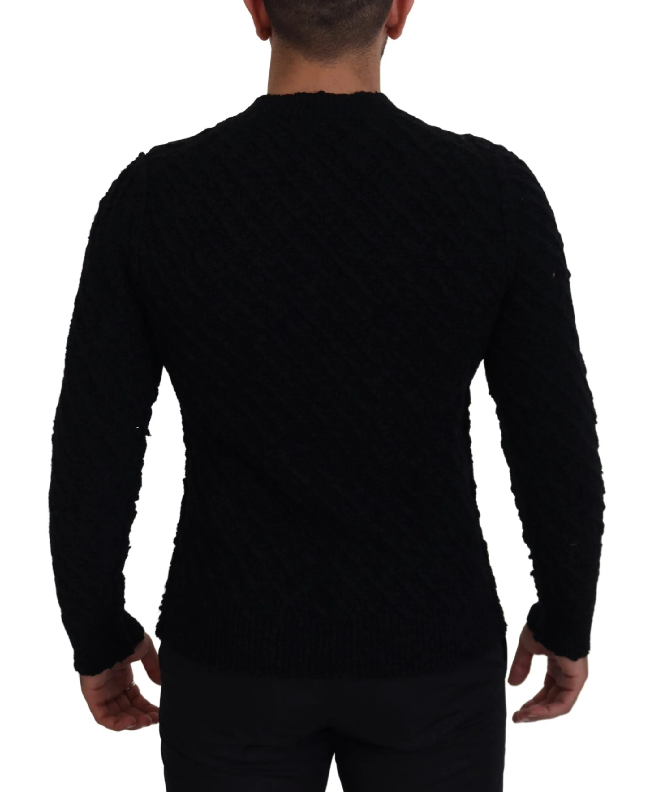 Elegant Black Wool-Blend V-Neck Sweater sold by Louxly product image thumbnail 3