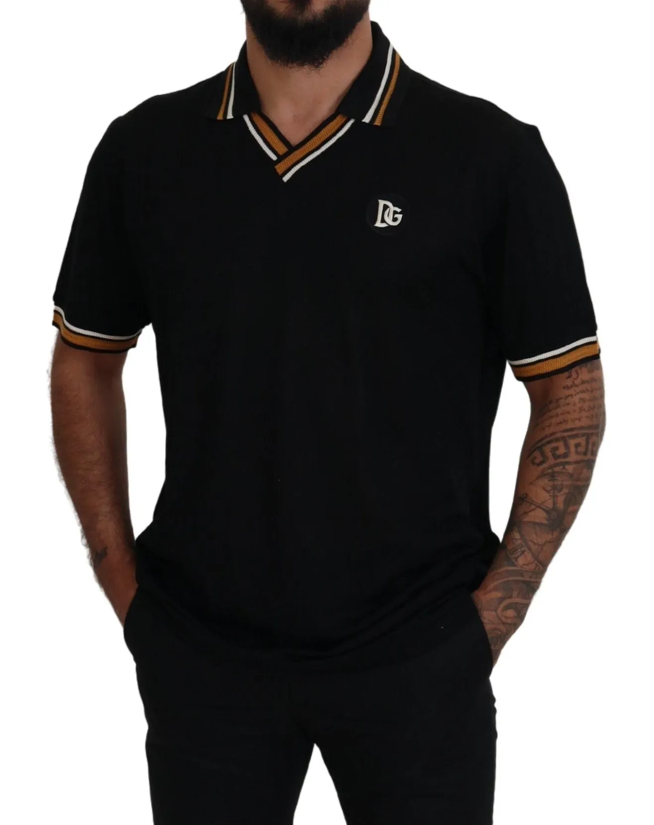 Elegant Black Silk Polo T-Shirt sold by Louxly product image thumbnail 5