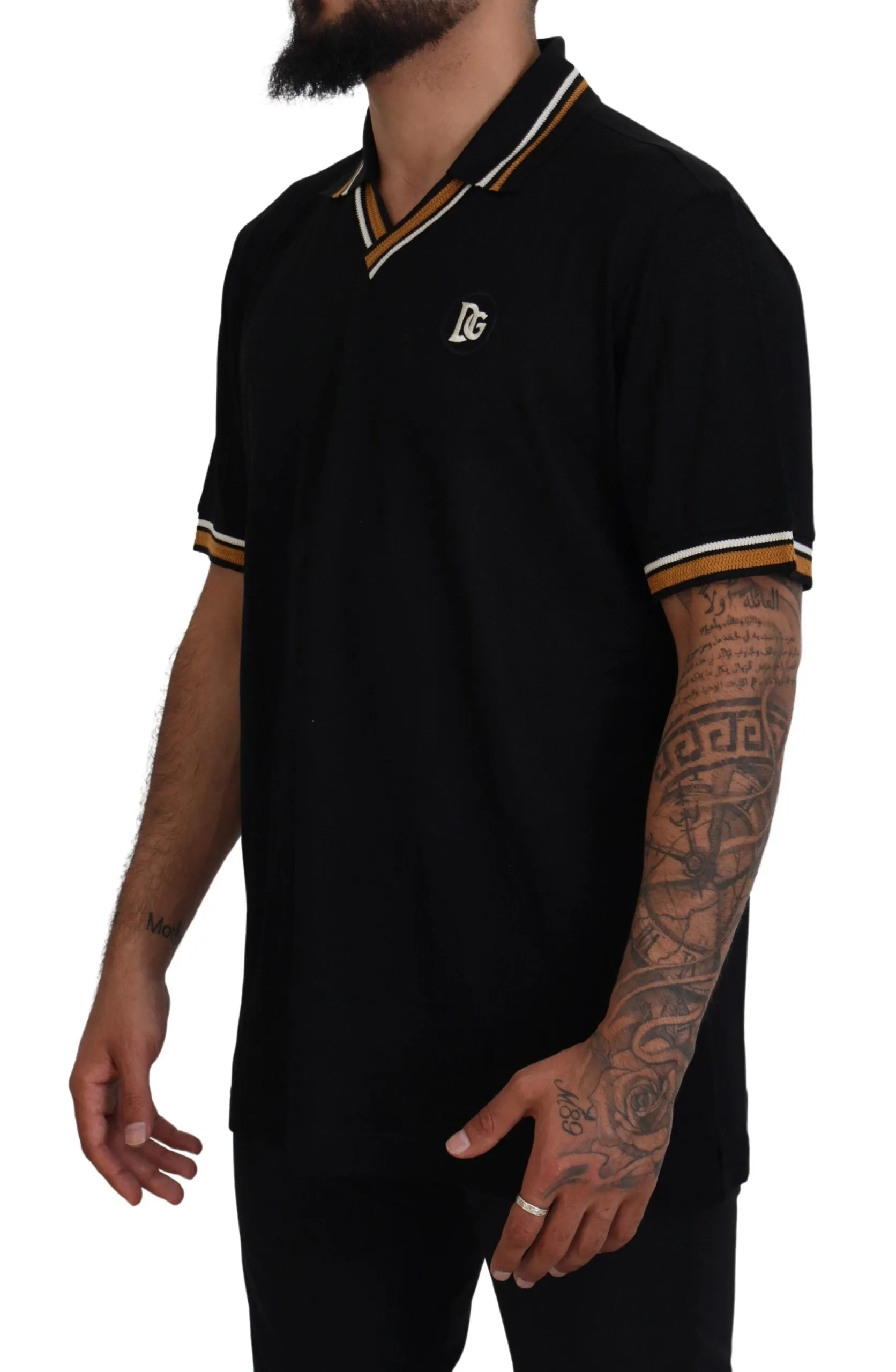 Elegant Black Silk Polo T-Shirt sold by Louxly product image thumbnail 2