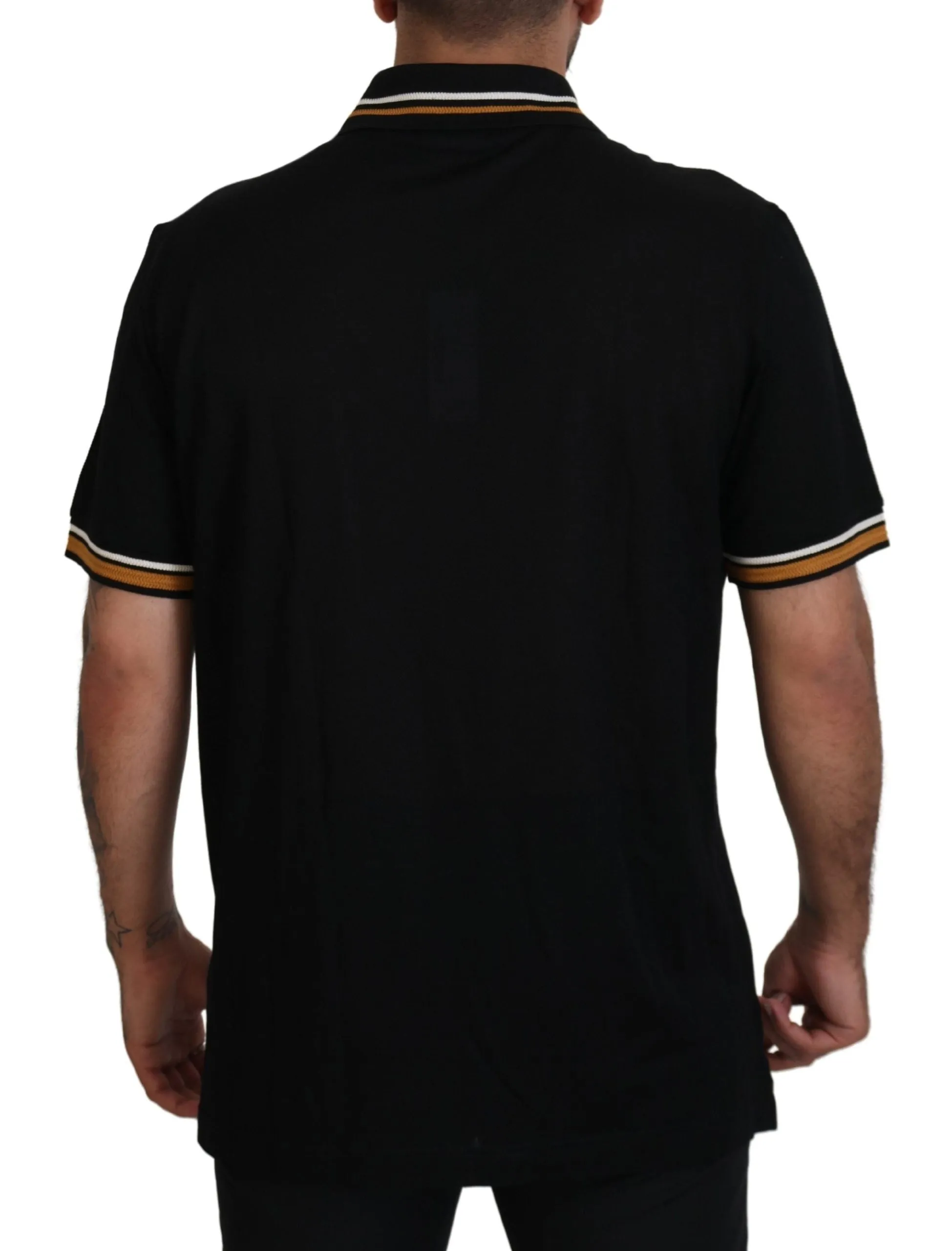 Elegant Black Silk Polo T-Shirt sold by Louxly product image thumbnail 3