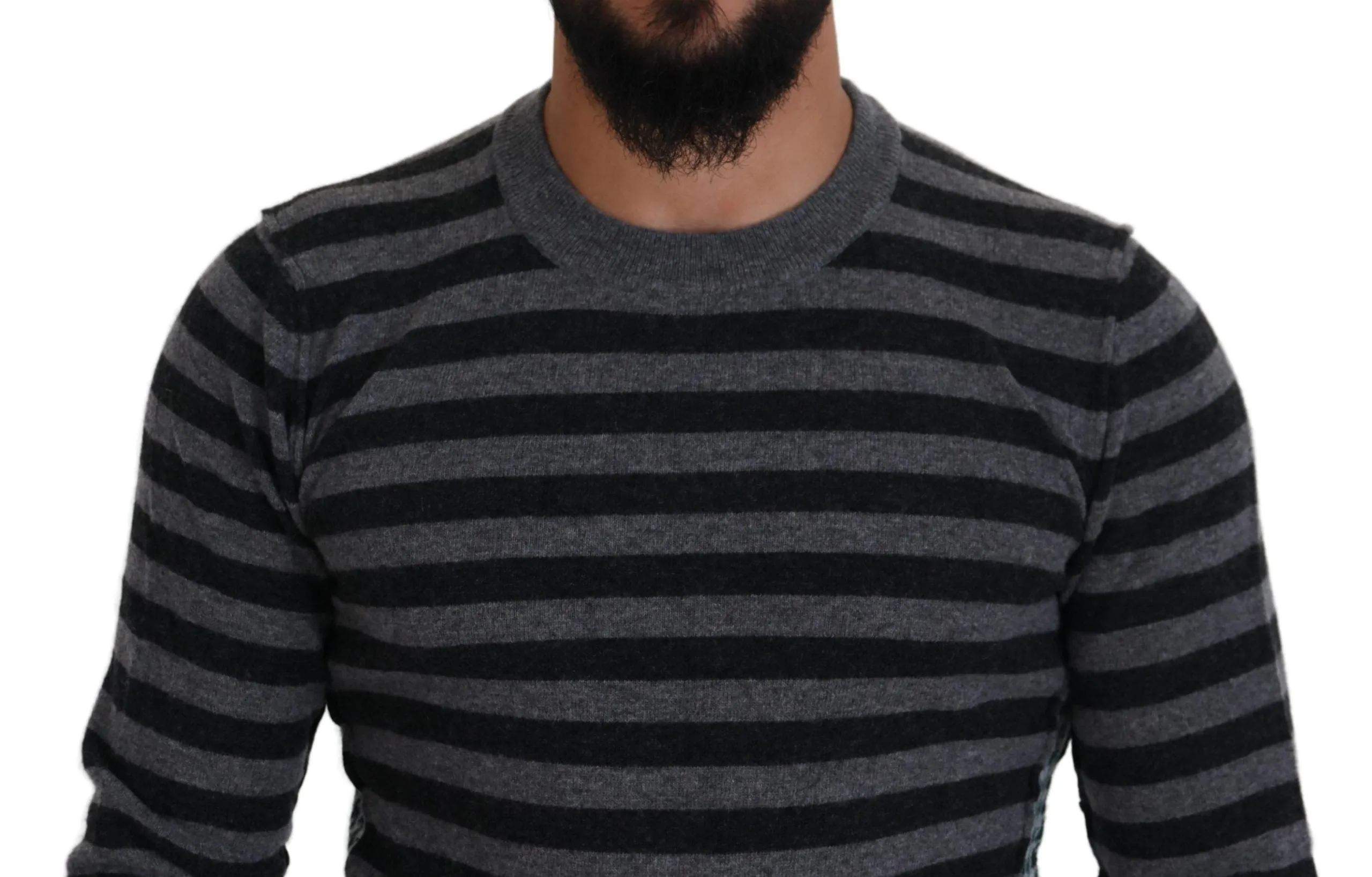 Elegant Striped Wool Crewneck Sweater sold by Louxly product image thumbnail 4