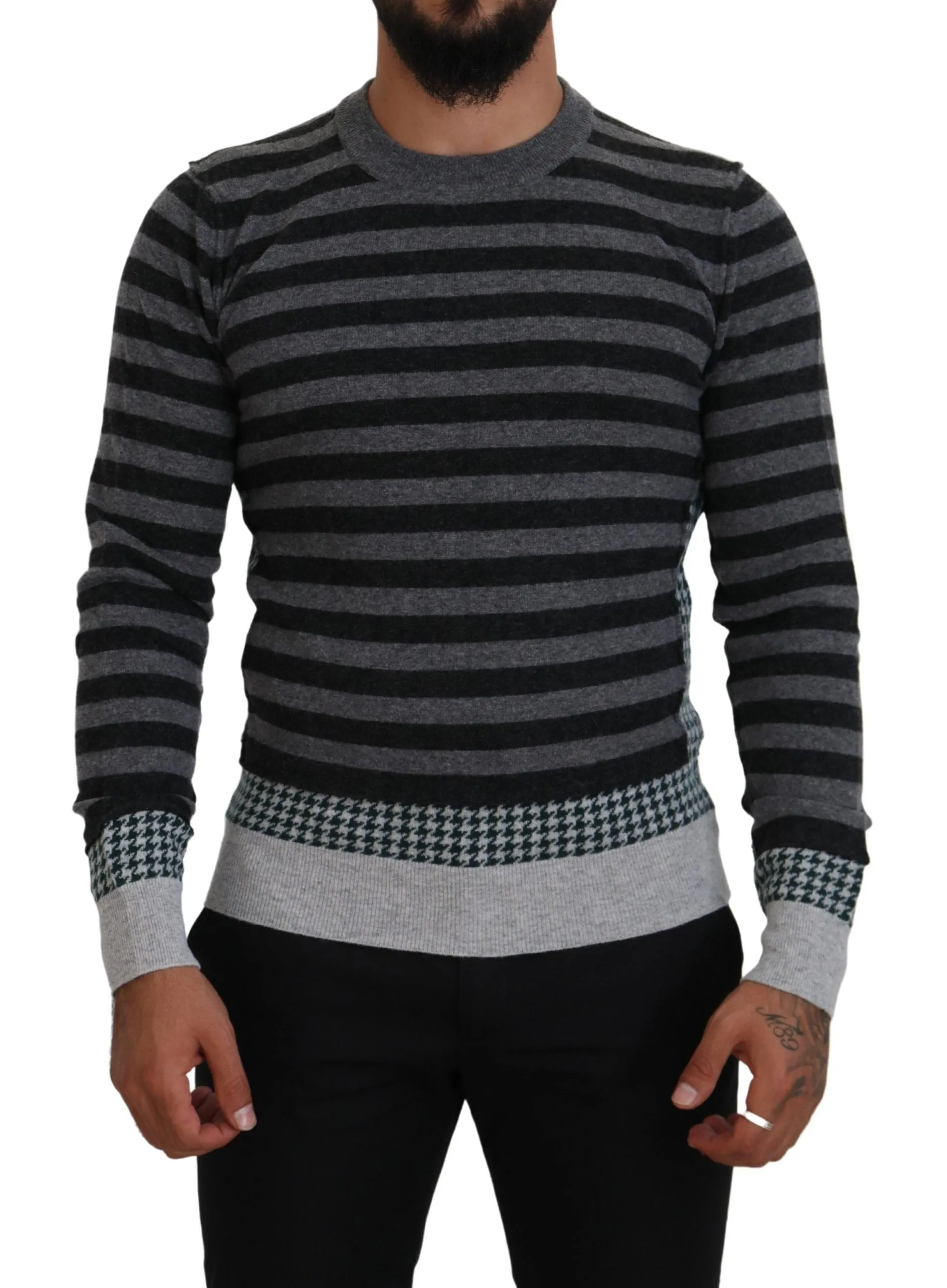 Elegant Striped Wool Crewneck Sweater sold by Louxly