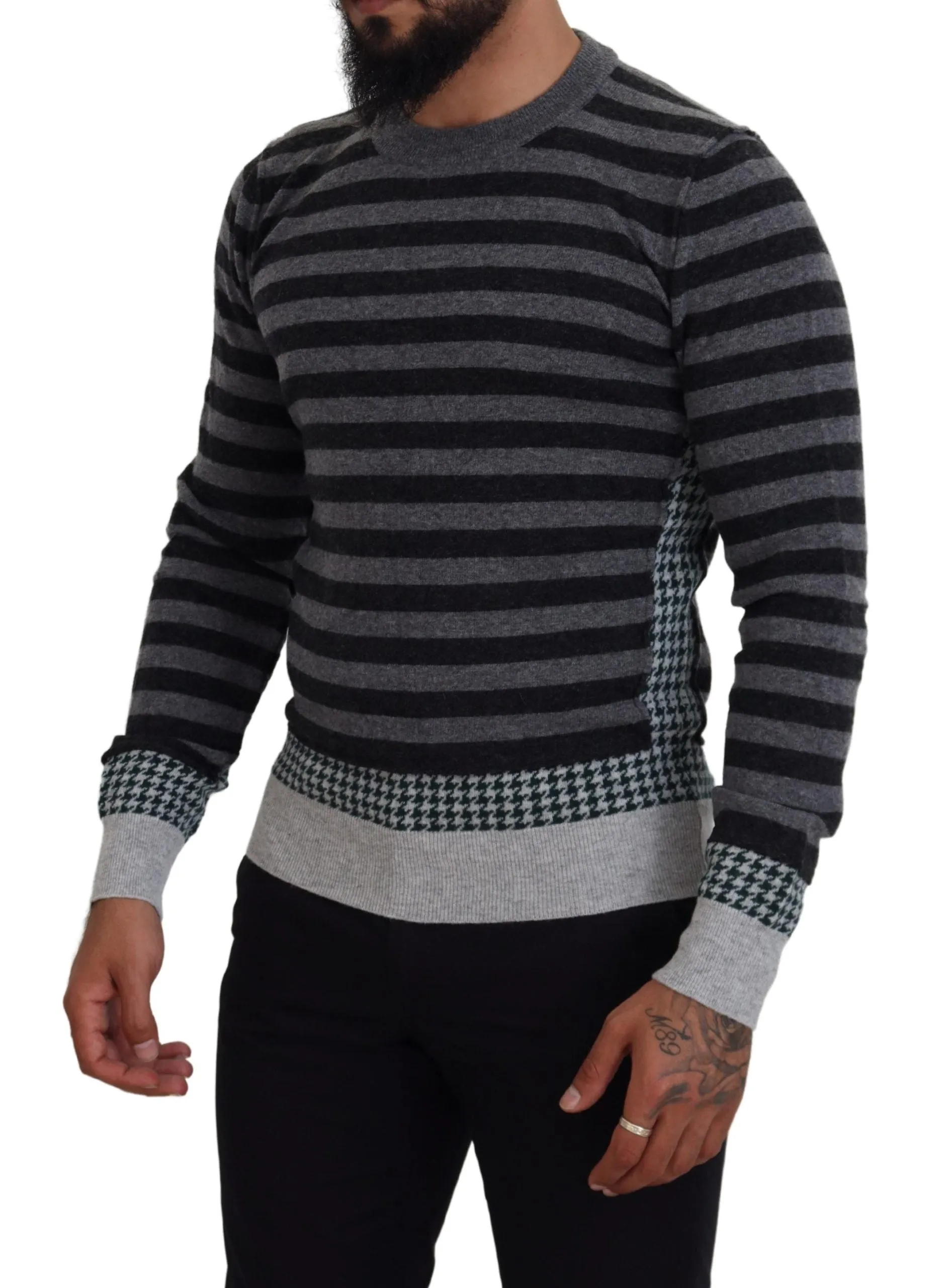 Elegant Striped Wool Crewneck Sweater sold by Louxly product image thumbnail 2