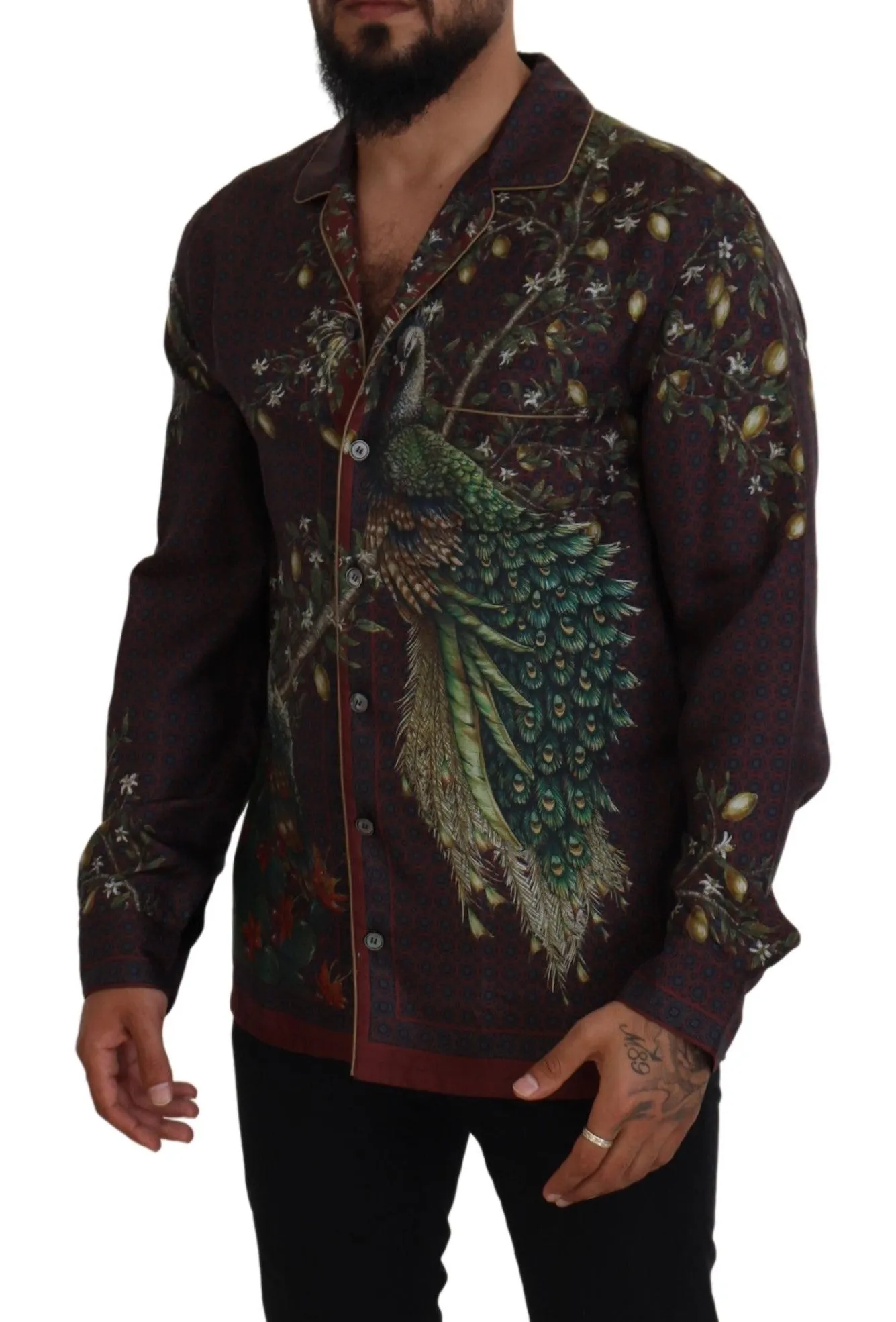Elegant Silk Satin Men's Pajama Style Shirt sold by Louxly product image thumbnail 5