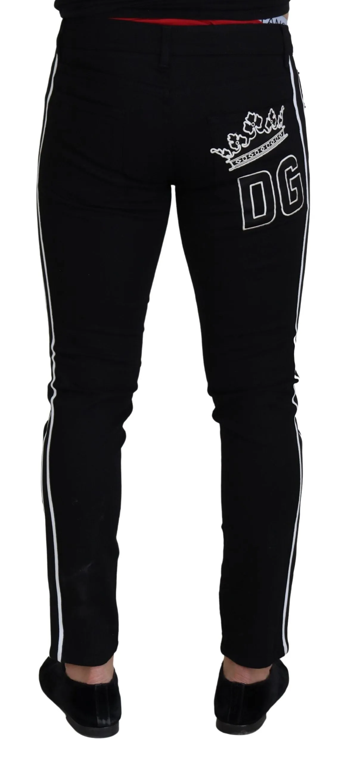 Elegant Black Slim Fit Denim Pants sold by Louxly product image thumbnail 3
