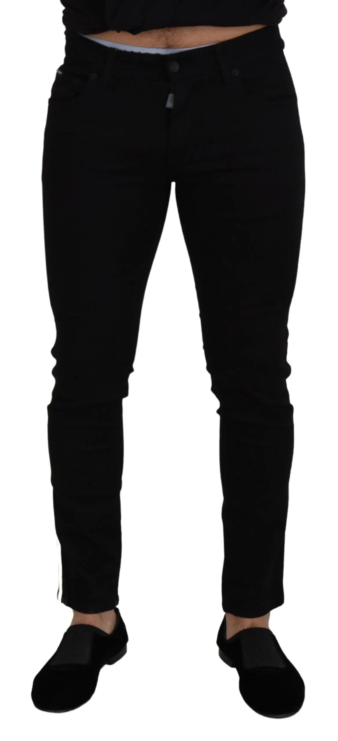Elegant Black Slim Fit Denim Pants sold by Louxly