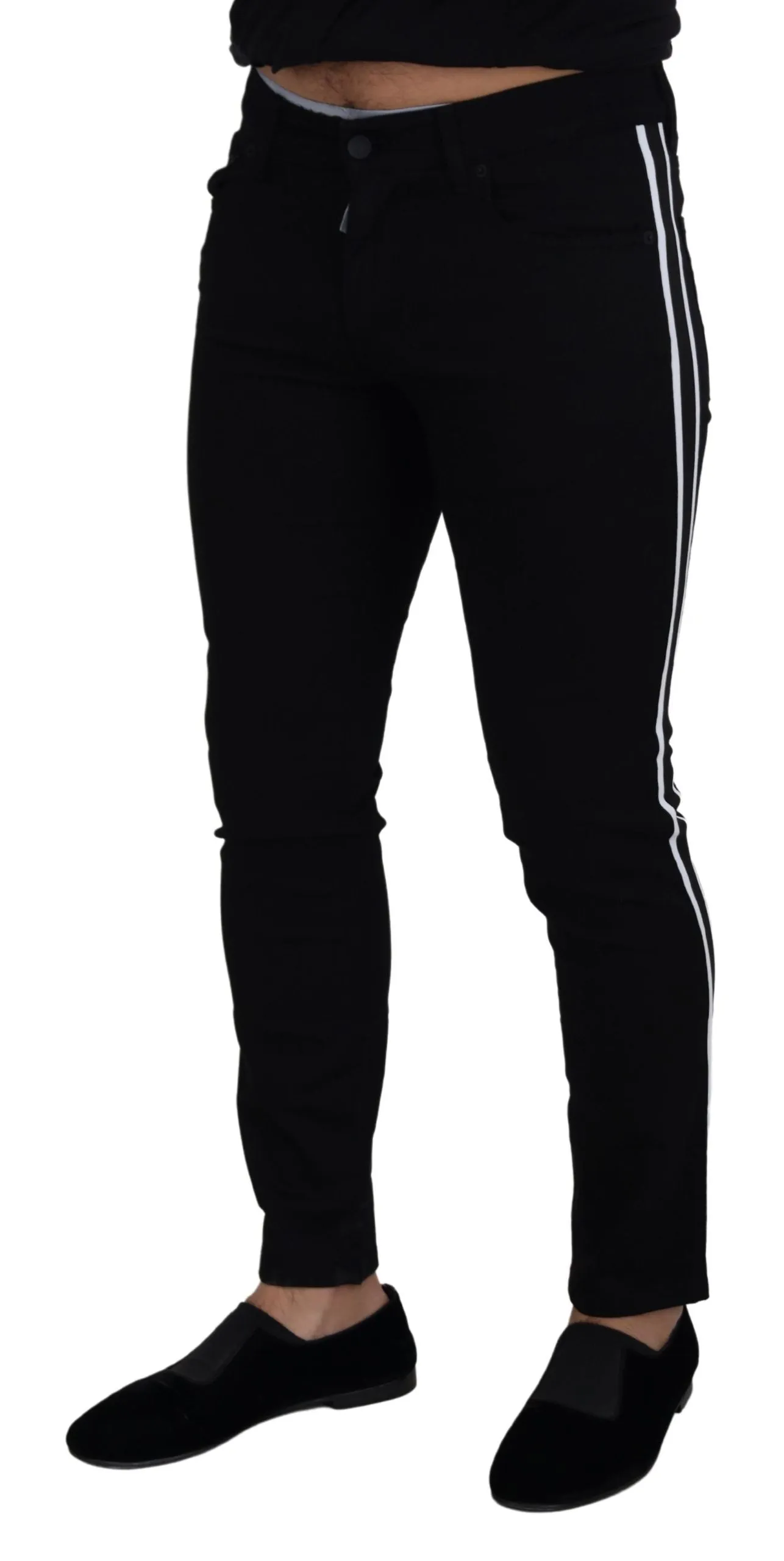 Elegant Black Slim Fit Denim Pants sold by Louxly product image thumbnail 2