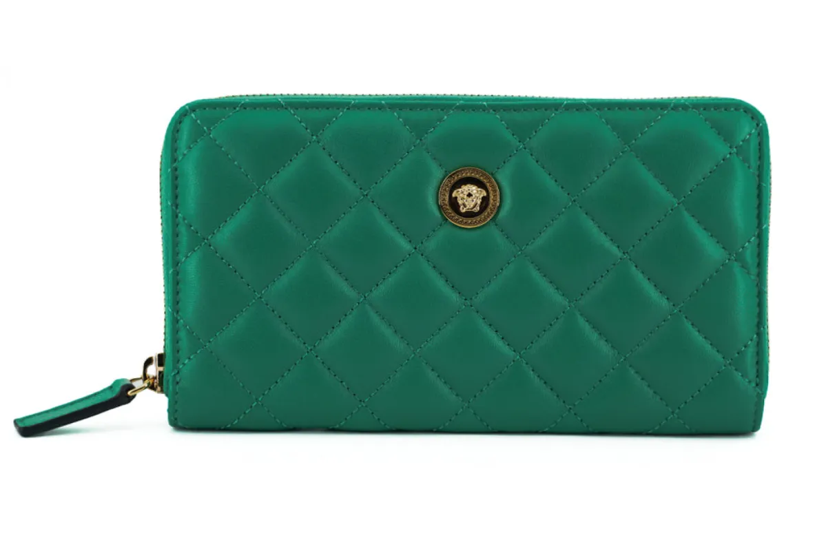 Elegant Quilted Leather Zip Wallet sold by Louxly