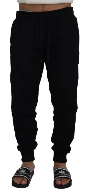 Elegant Black Cotton Jogger Pants sold by Louxly