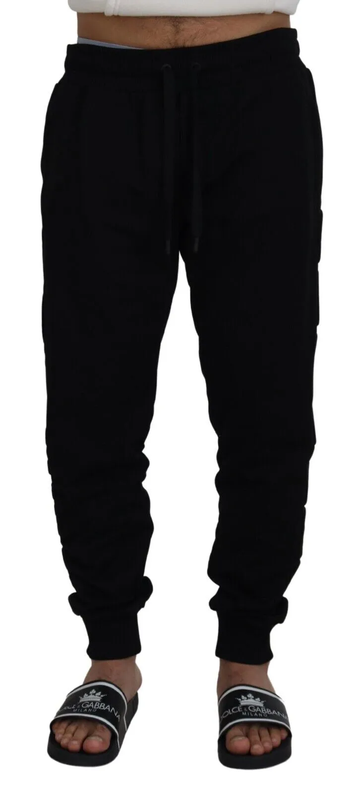 Elegant Black Cotton Jogger Pants sold by Louxly