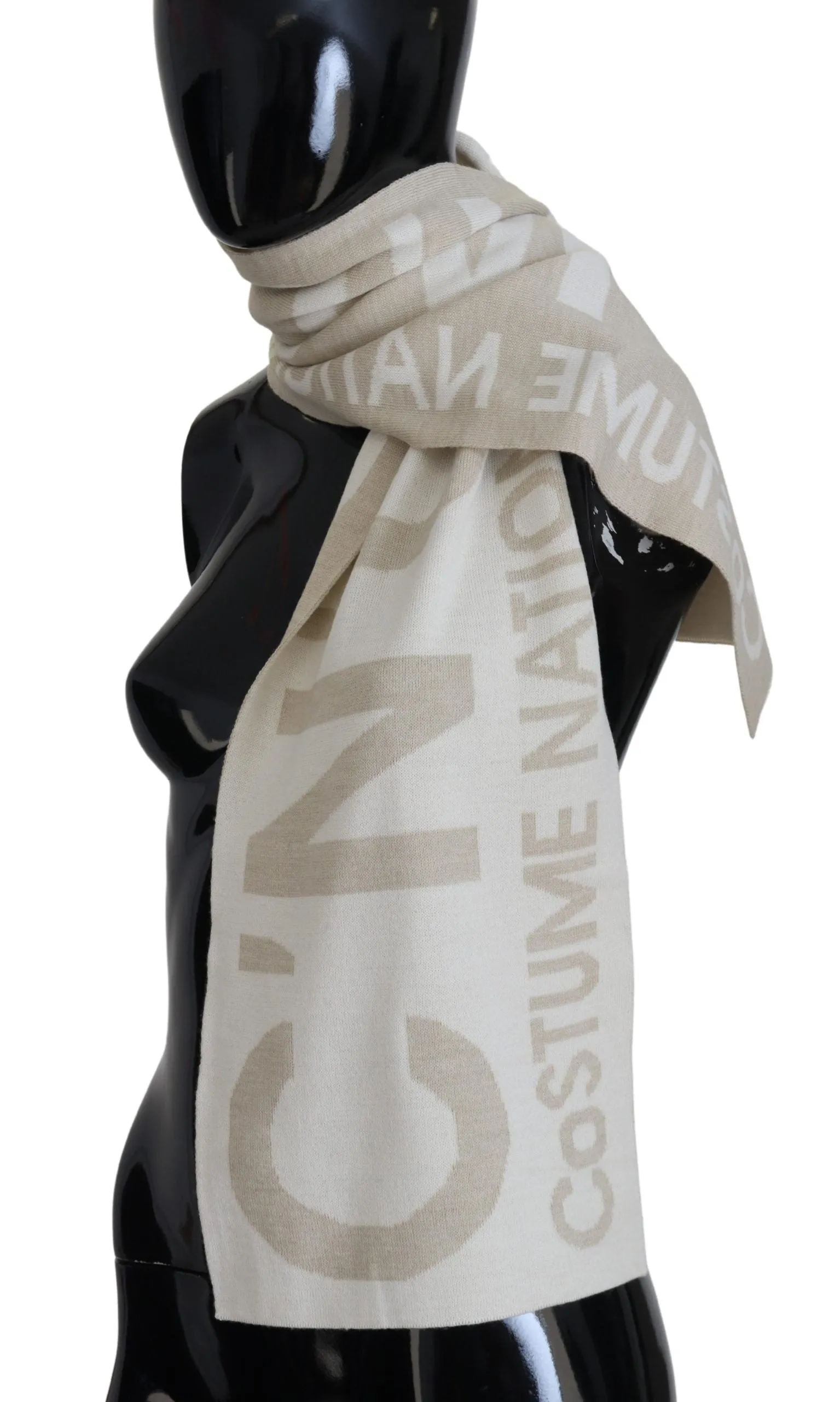 Elegant Beige Wool-Blend Scarf Wrap sold by Louxly product image thumbnail 2