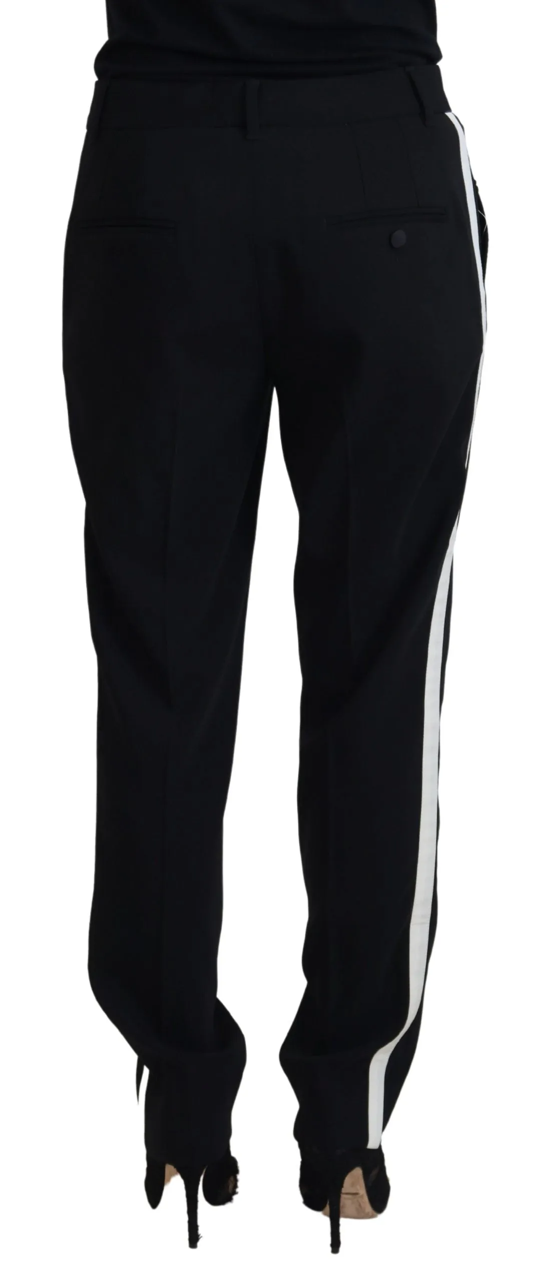 Elegant Black Wool-Silk Blend Trousers sold by Louxly product image thumbnail 3