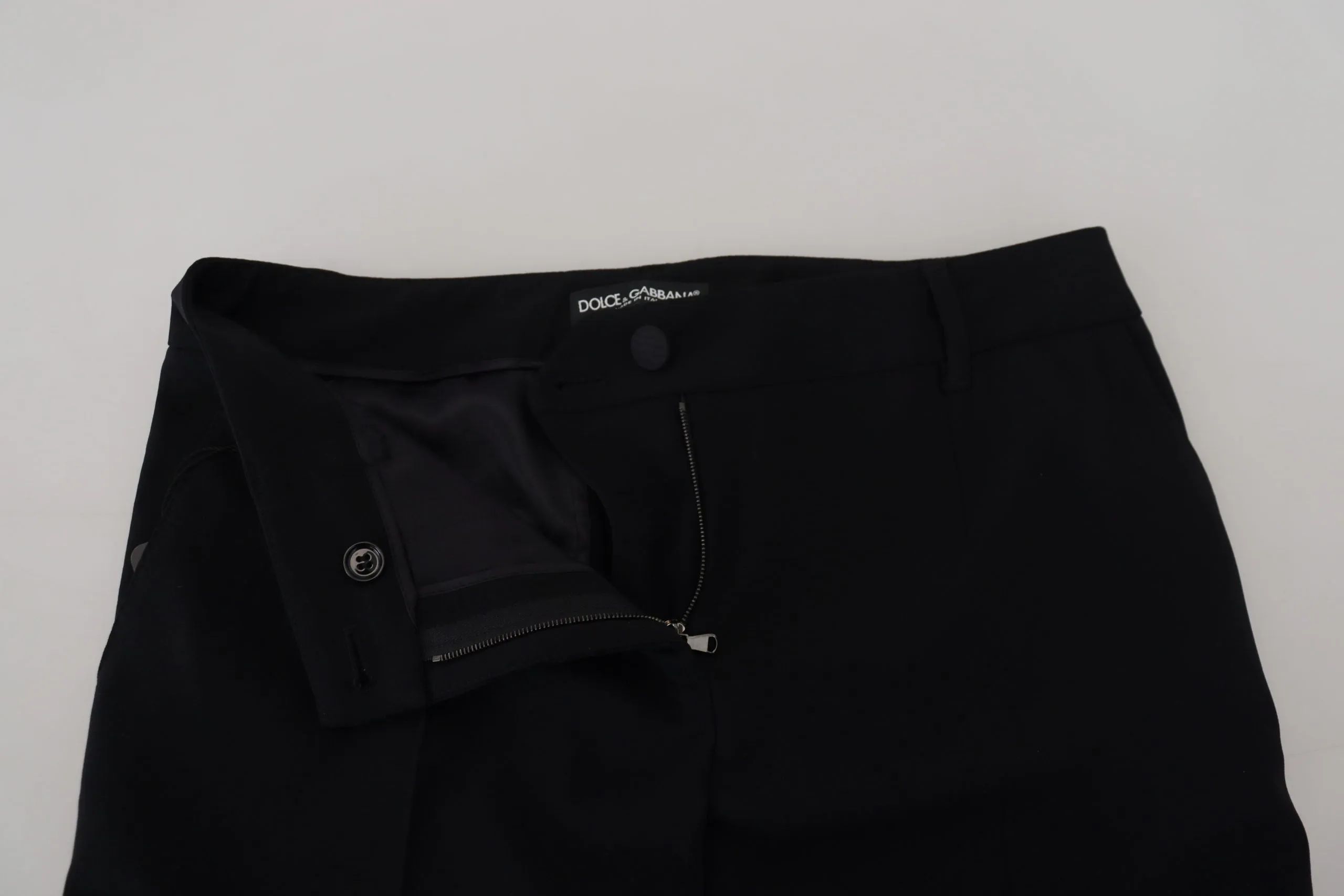 Elegant Black Wool-Silk Blend Trousers sold by Louxly product image thumbnail 4