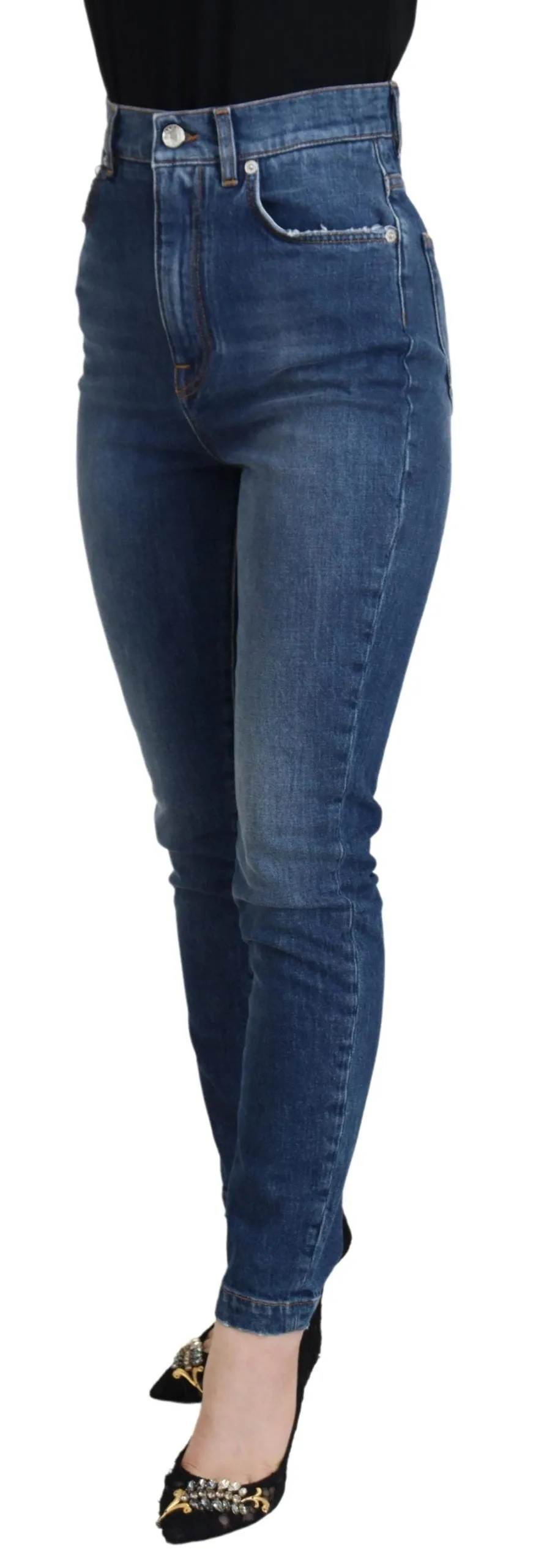 Elegant Blue Denim Pants - Tailored Fit sold by Louxly product image thumbnail 2