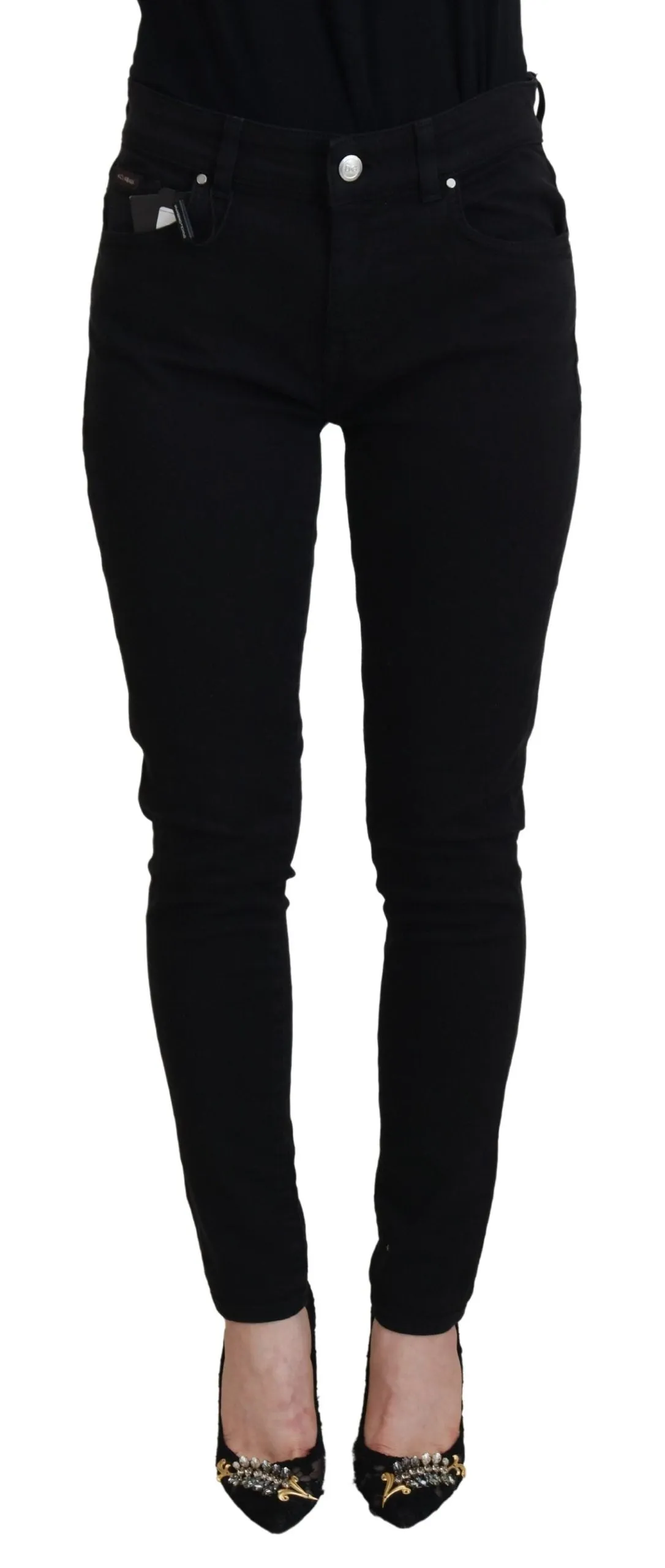 Elegant Black Denim Pants sold by Louxly