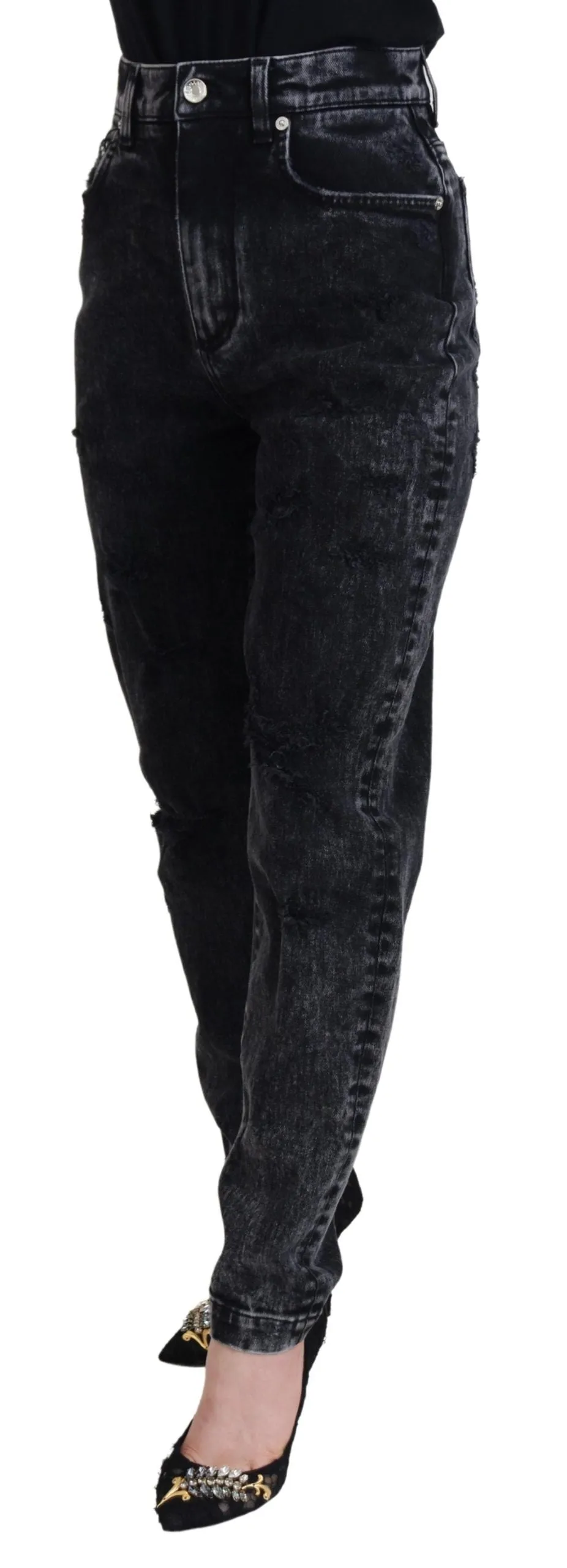Elegant Black Denim Pants sold by Louxly product image thumbnail 2