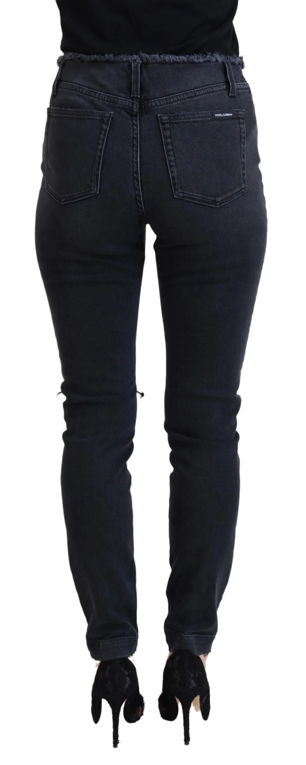 Sleek Black Denim Pants - Italian Couture sold by Louxly product image thumbnail 3