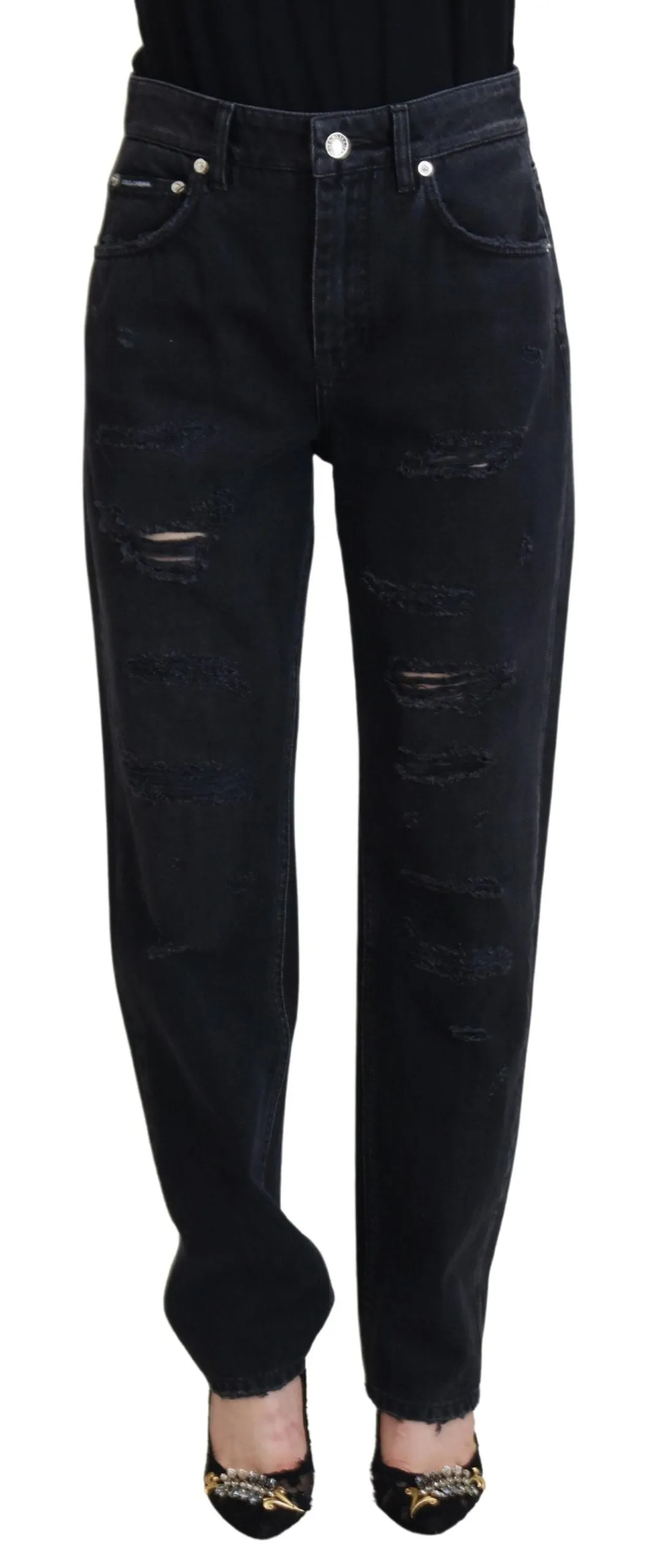 Chic Black Denim Pants - Elevate Your Wardrobe sold by Louxly