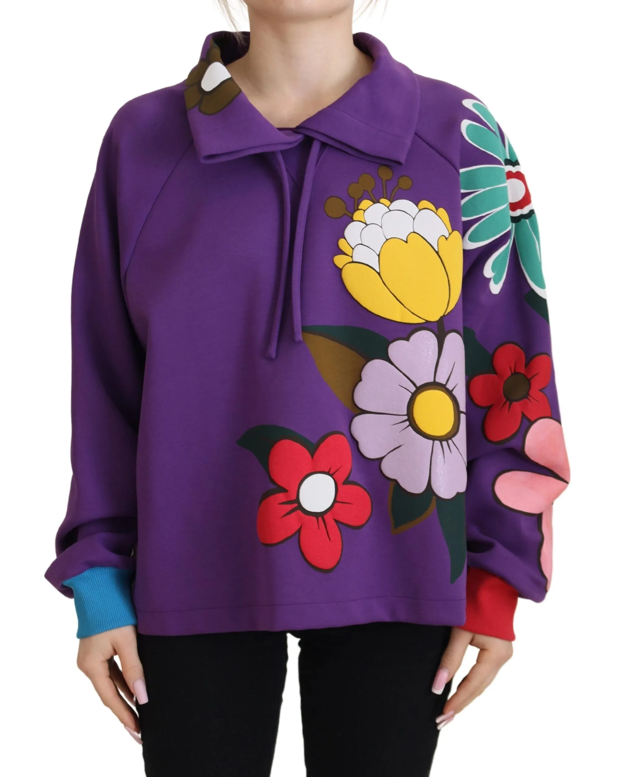 Elegant Purple Floral Pullover Sweater sold by Louxly