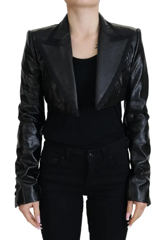 Elegant Cropped Black Designer Jacket sold by Louxly