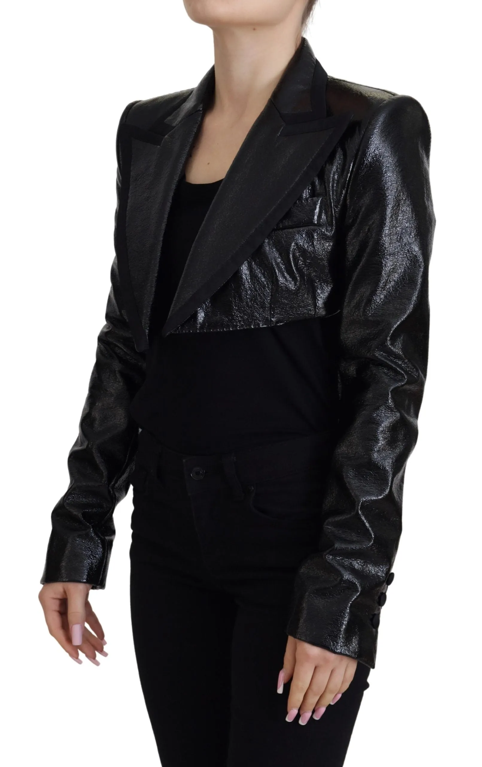 Elegant Cropped Black Designer Jacket sold by Louxly product image thumbnail 2