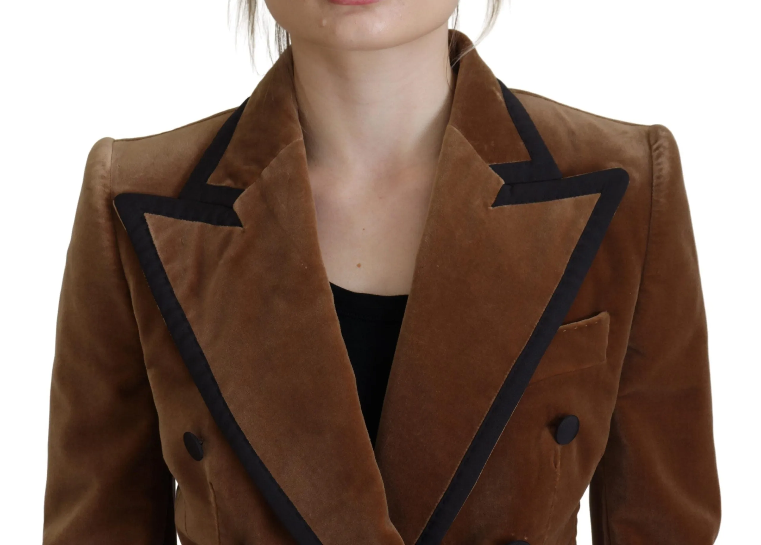 Elegant Double Breasted Brown Blazer Jacket sold by Louxly product image thumbnail 4