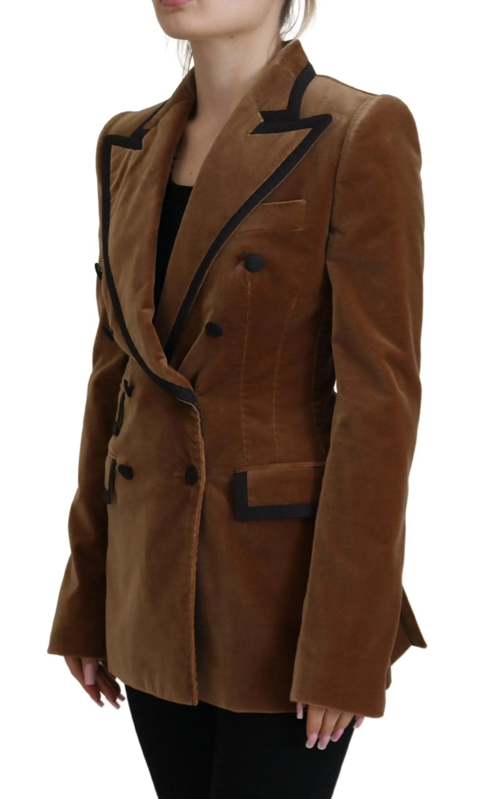 Elegant Double Breasted Brown Blazer Jacket sold by Louxly product image thumbnail 2