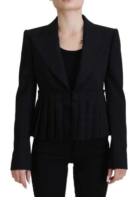 Elegant Black Stretch Wool Blazer sold by Louxly