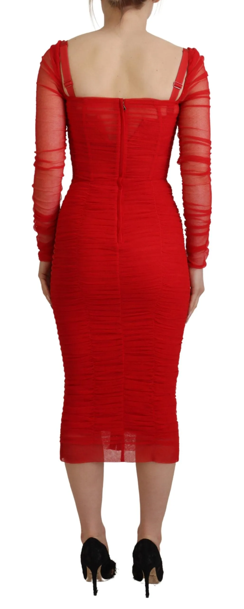 Elegant Red Bodycon Sheath Dress sold by Louxly product image thumbnail 3