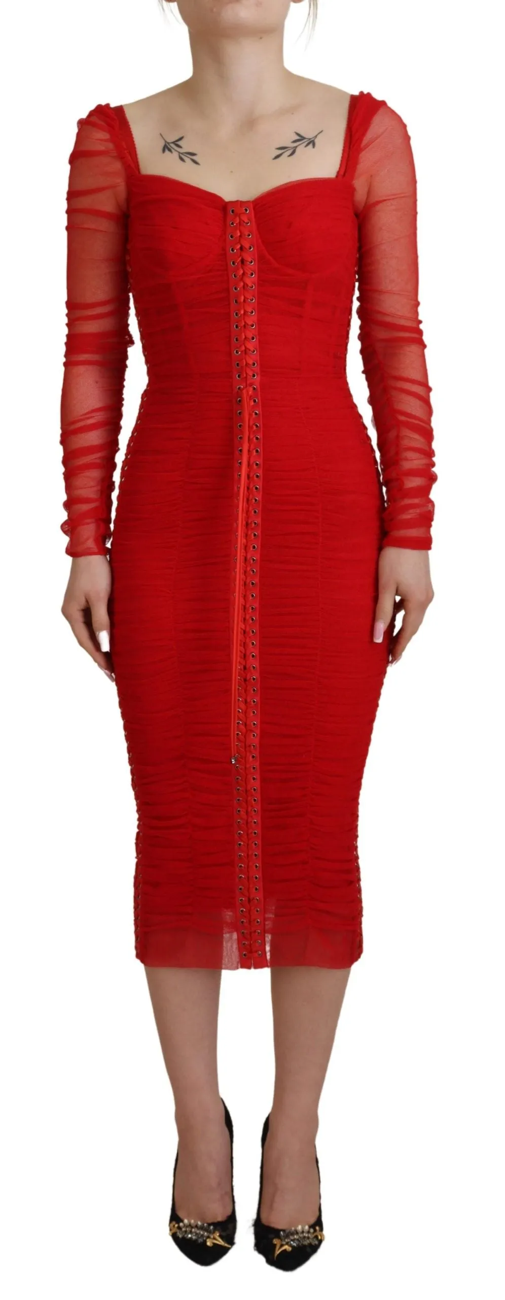 Elegant Red Bodycon Sheath Dress sold by Louxly