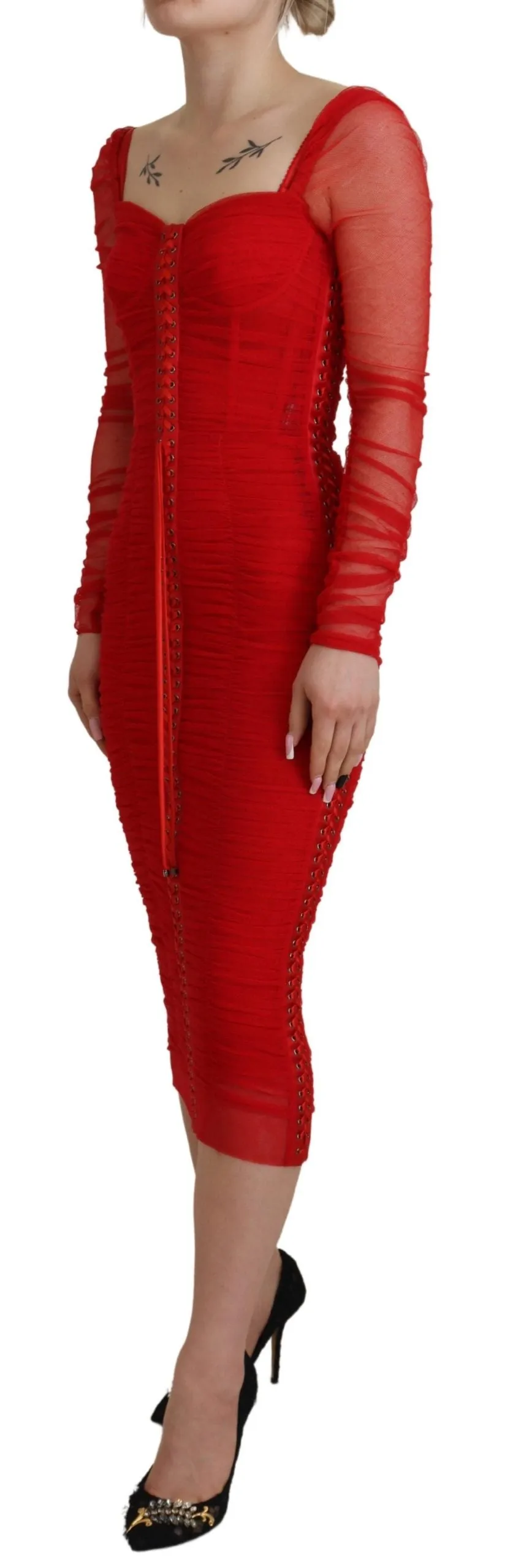 Elegant Red Bodycon Sheath Dress sold by Louxly product image thumbnail 2