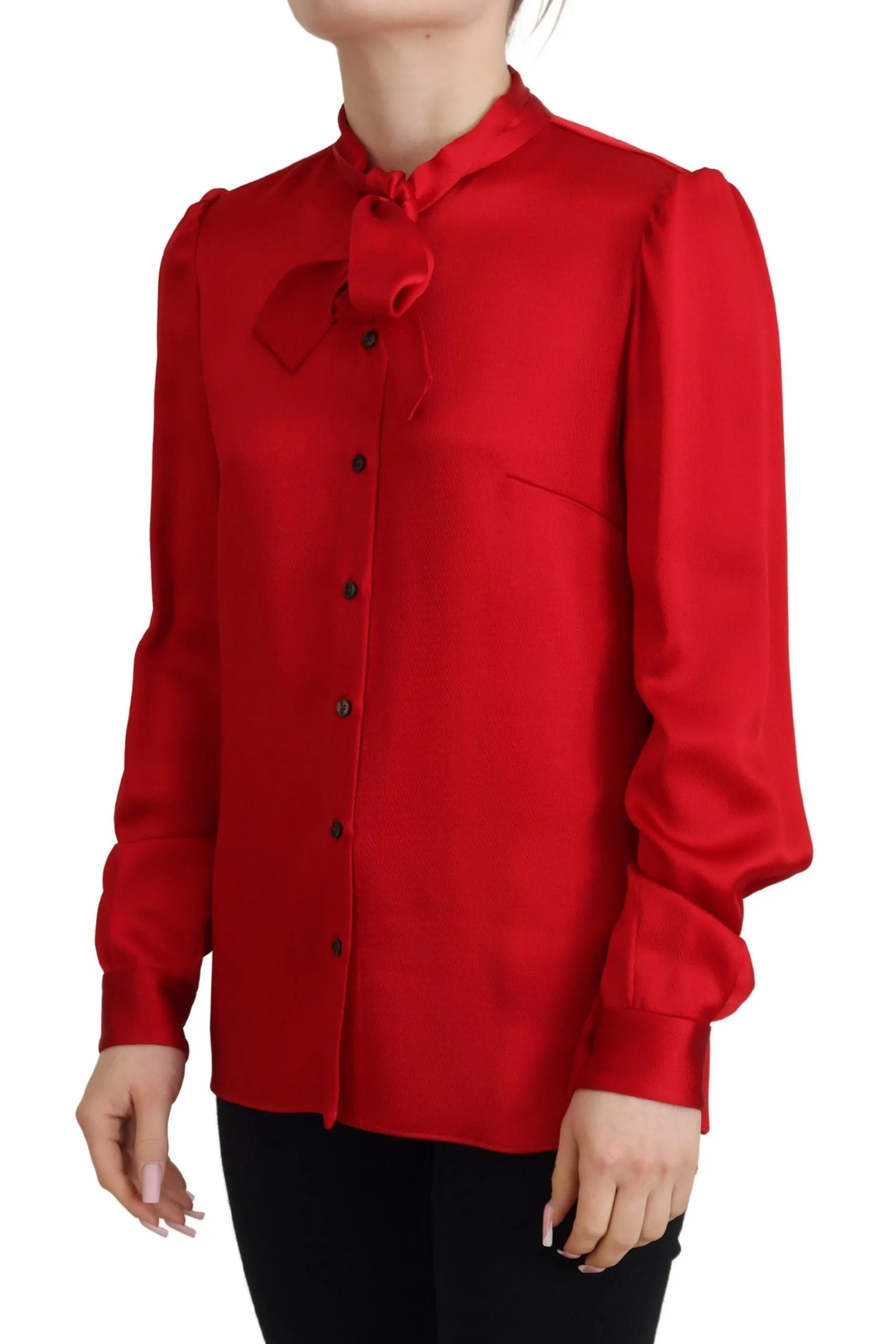 Elegant Red Ascot Collar Blouse sold by Louxly product image thumbnail 2