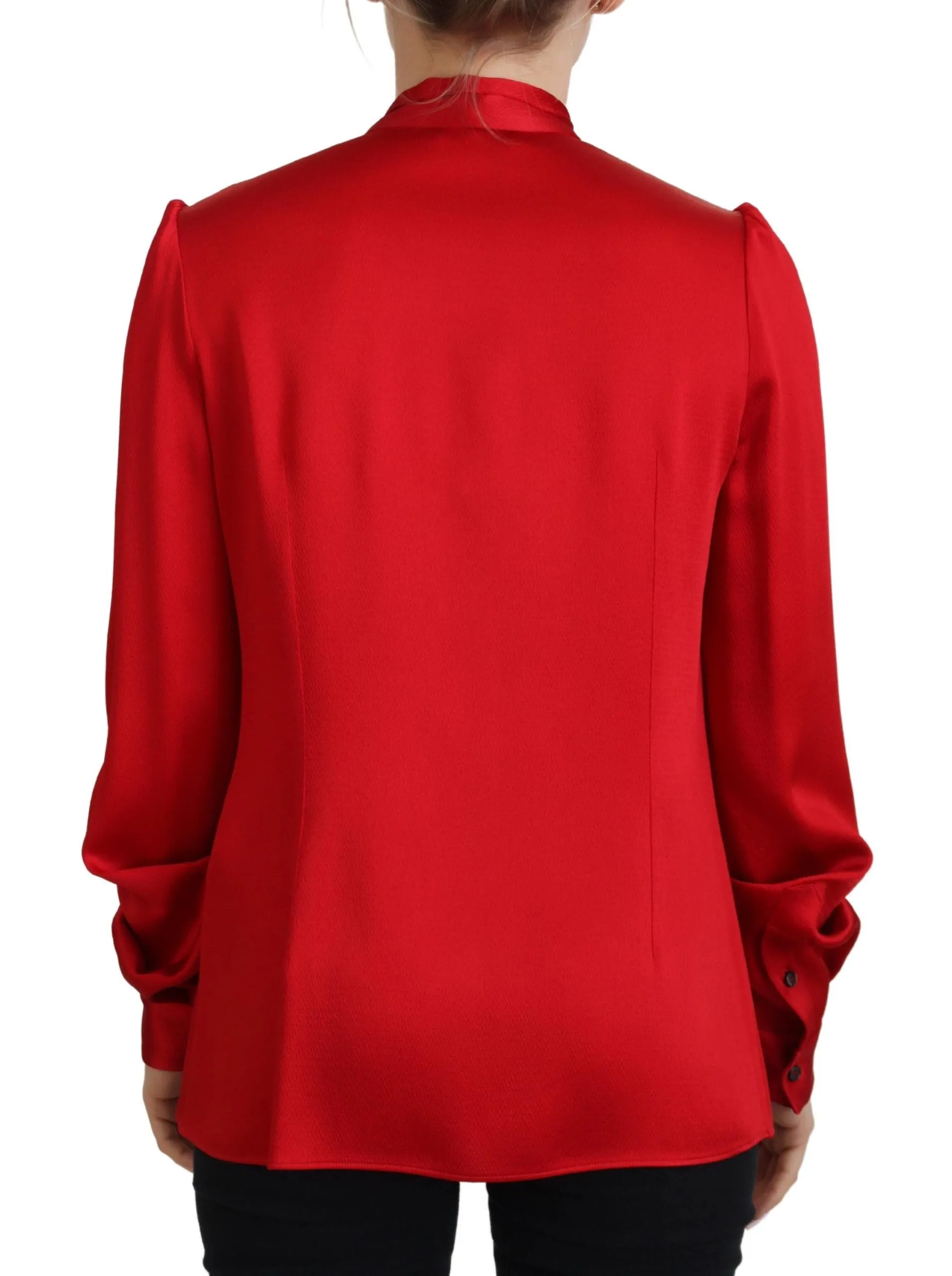 Elegant Red Ascot Collar Blouse sold by Louxly product image thumbnail 3
