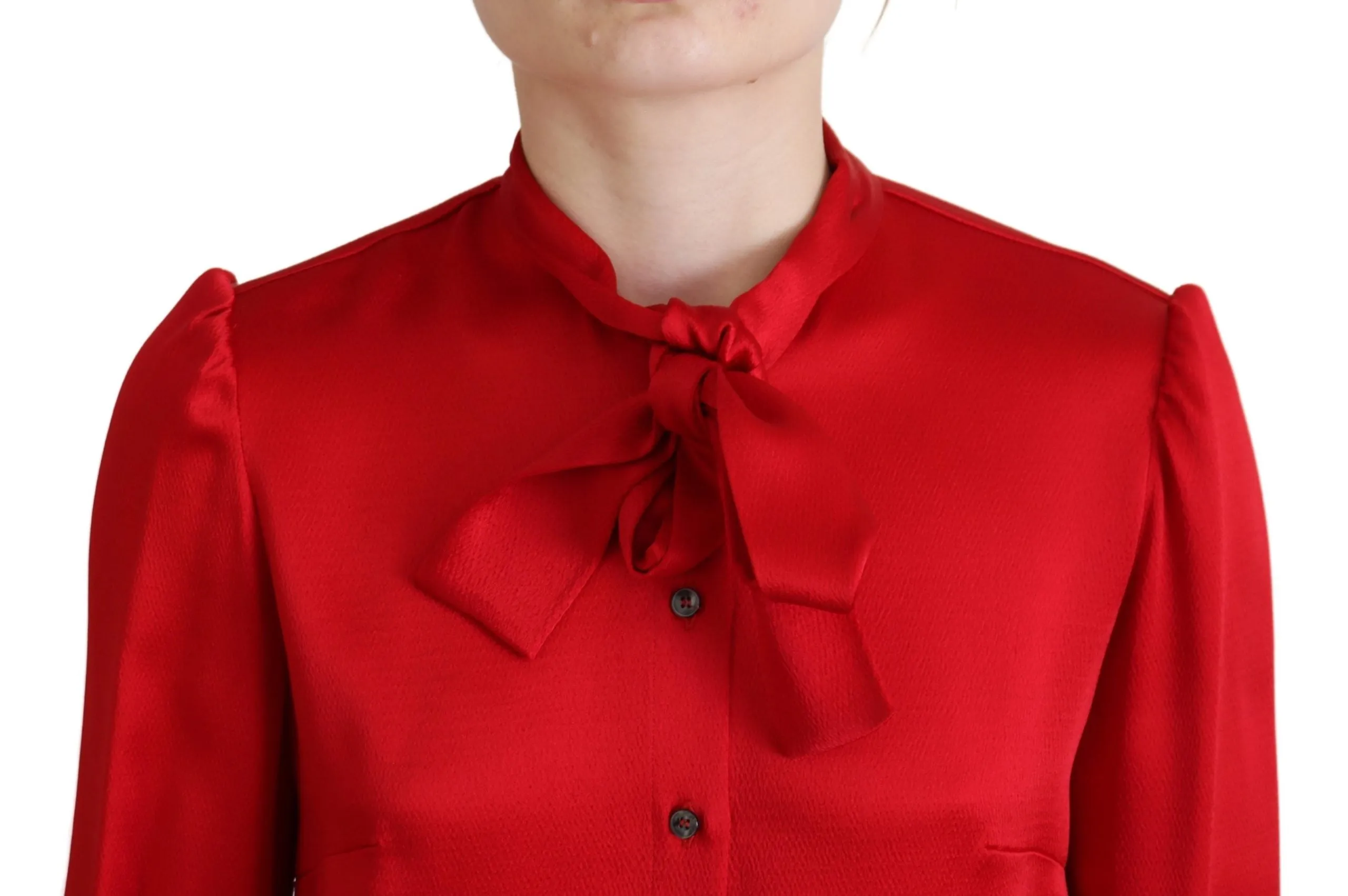 Elegant Red Ascot Collar Blouse sold by Louxly product image thumbnail 4