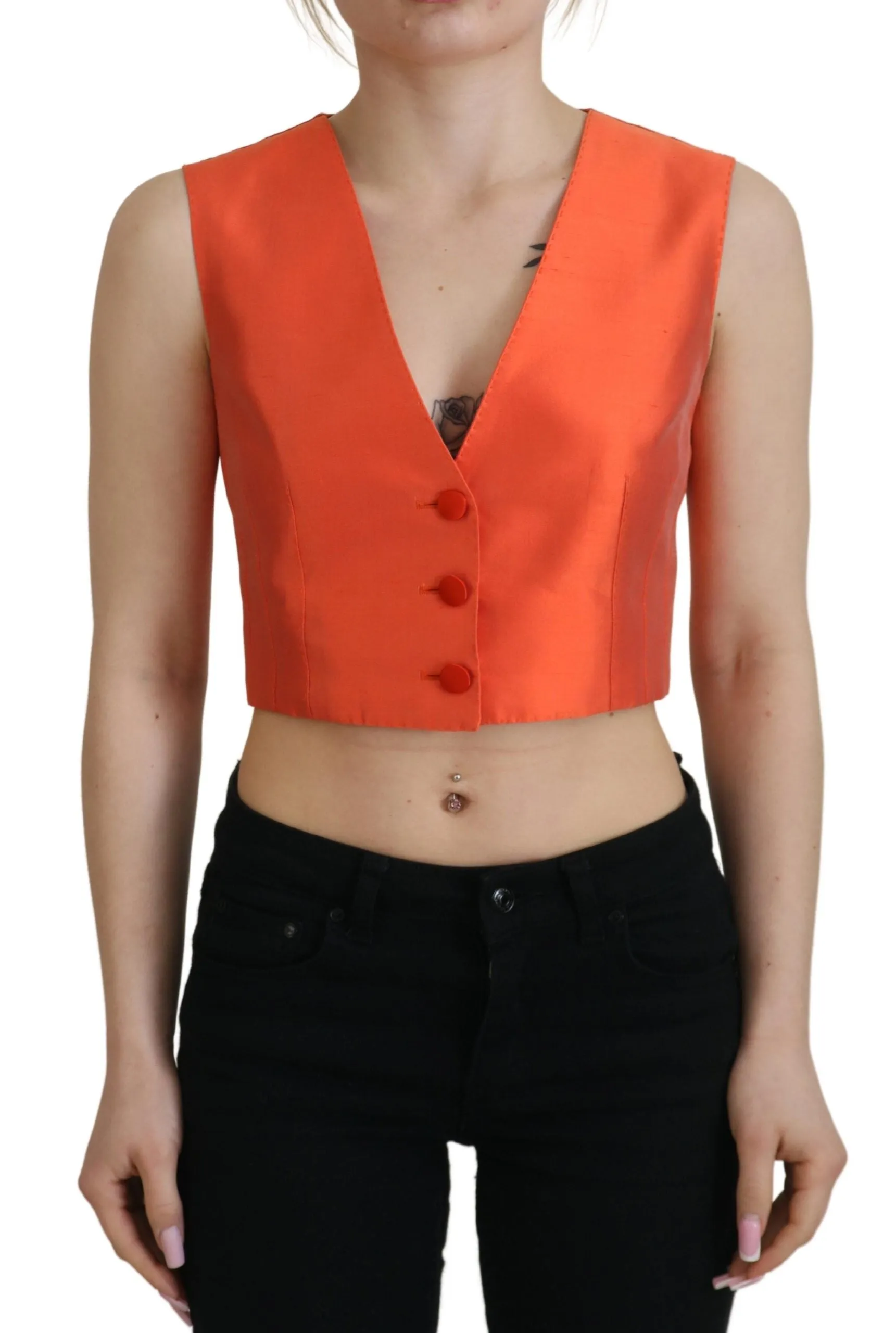 Elegant Orange Silk Waistcoat sold by Louxly