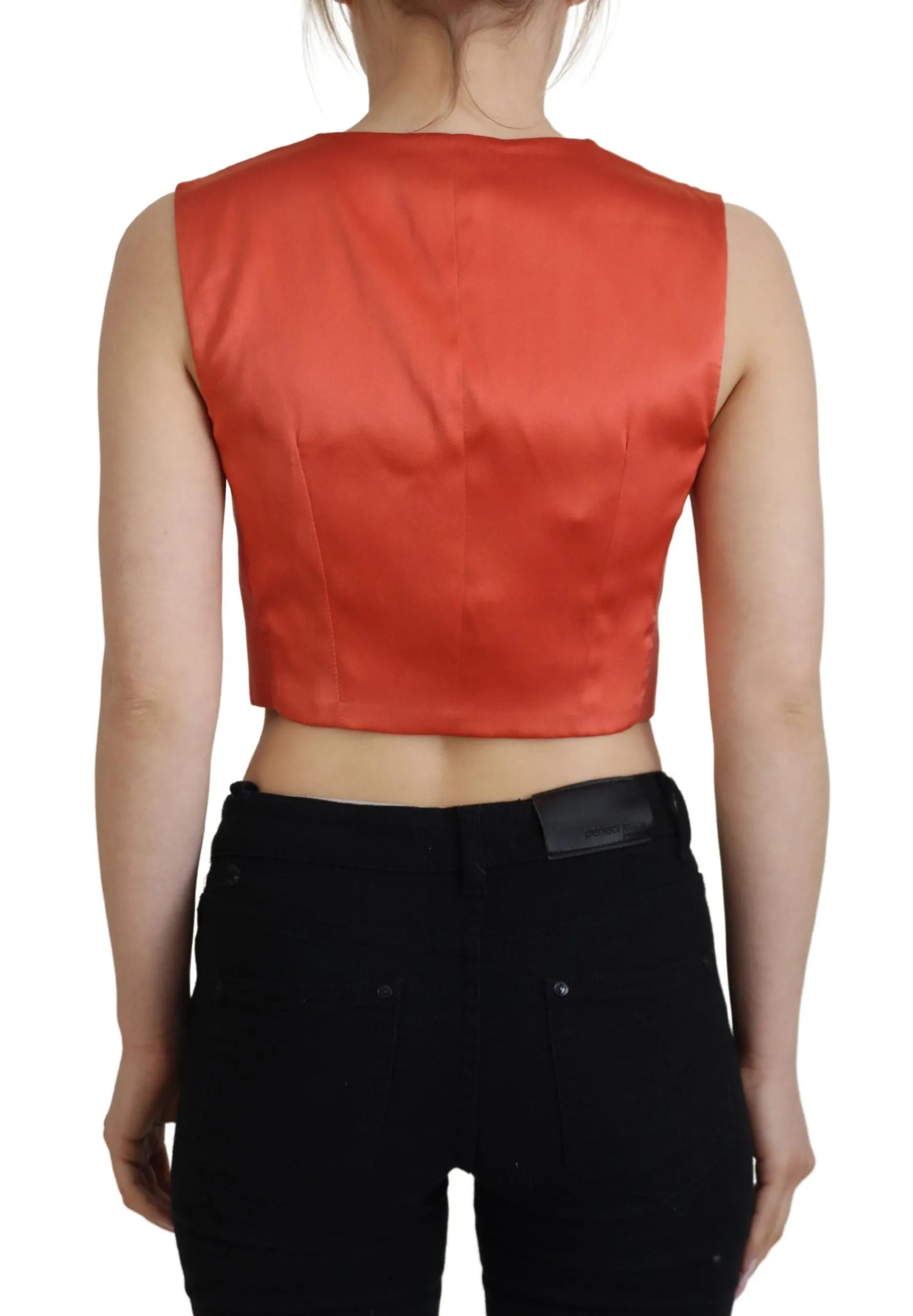 Elegant Orange Silk Waistcoat sold by Louxly product image thumbnail 3