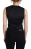 Elegant Black Silk Blend Waistcoat Vest sold by Louxly