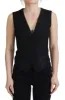 Elegant Black Silk Blend Waistcoat Vest sold by Louxly