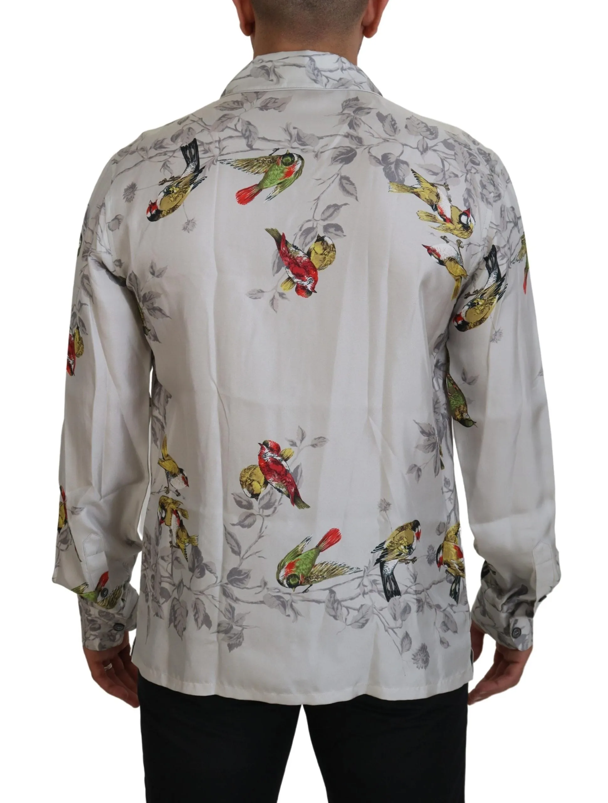 Elegant Silk Bird Print Casual Shirt sold by Louxly product image thumbnail 3