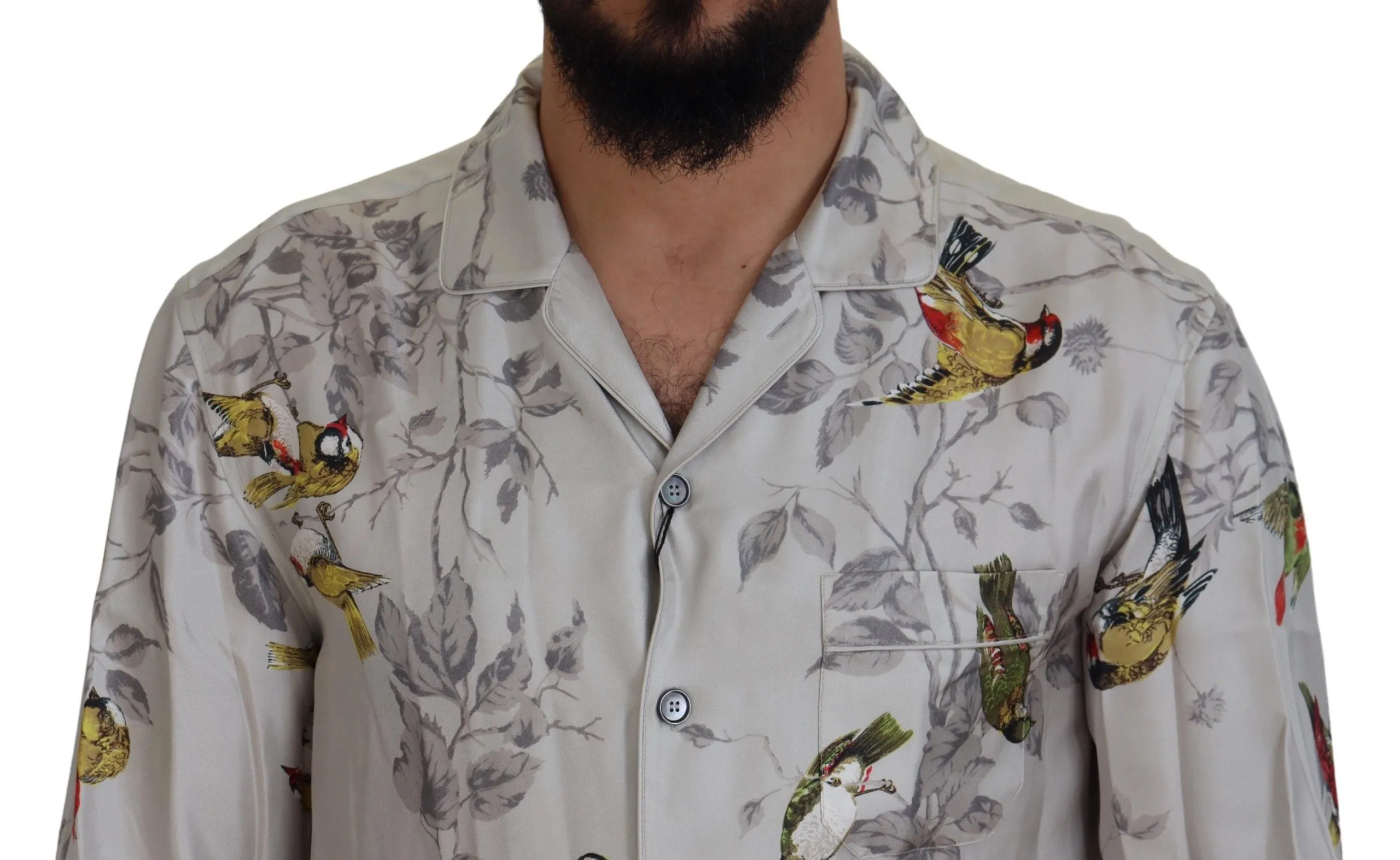 Elegant Silk Bird Print Casual Shirt sold by Louxly product image thumbnail 4