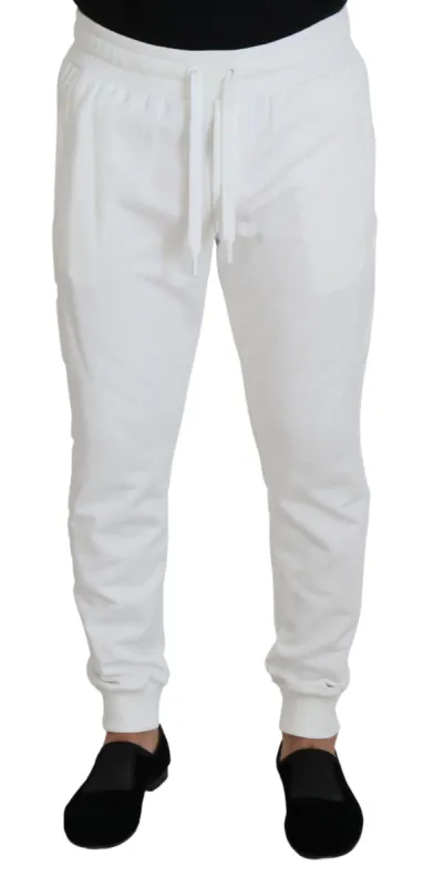 Elegant White Cotton Sweatpants sold by Louxly