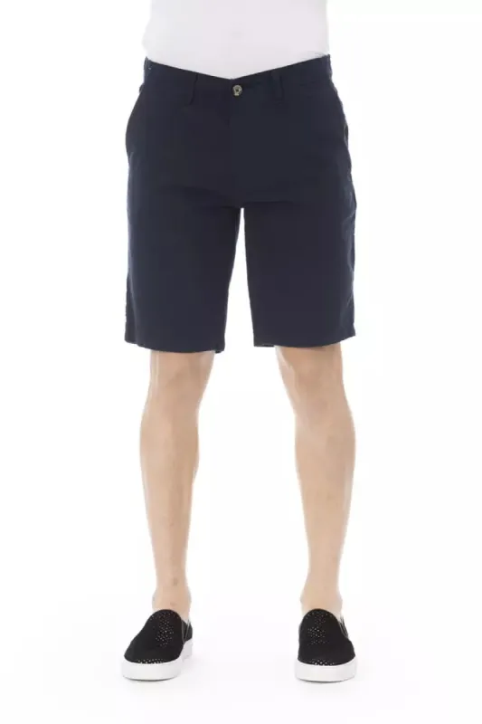 Blue Cotton Men Bermuda Shorts sold by Louxly
