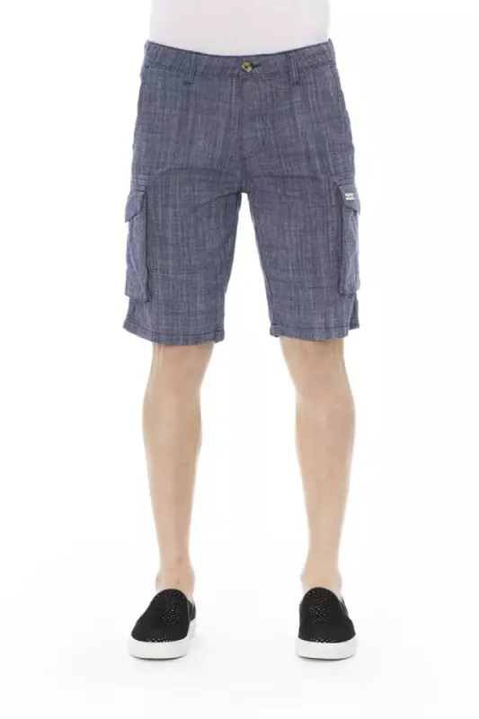 Blue Cotton Men Cargo Short sold by Louxly